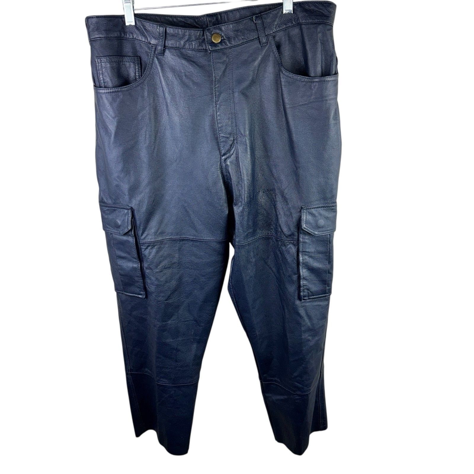 Vilanto Leather Biker Moto Pants Women 36 X 27 Cargo Black